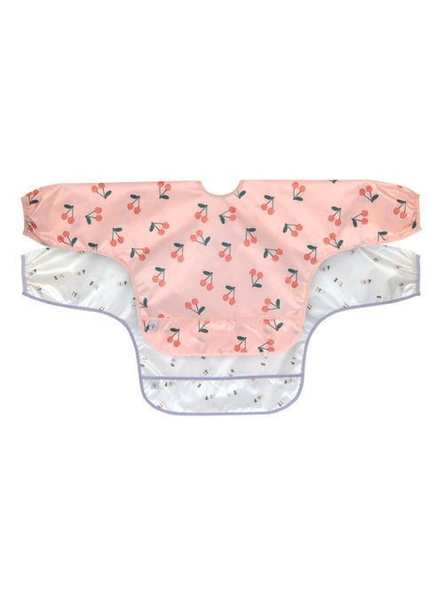 Lot de 2 bavoirs Manches longues 6-24 mois Happy Fruits Cerise - Kiabi