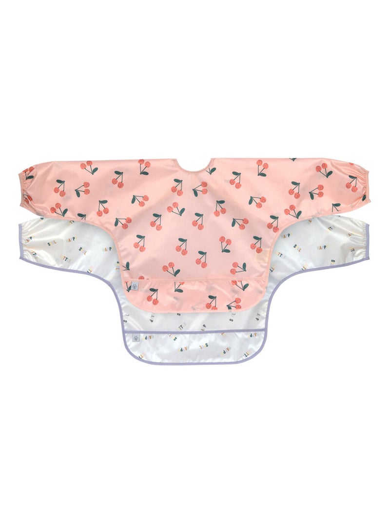 Lot de 2 bavoirs Manches longues 6-24 mois Happy Fruits Cerise Rose - Kiabi