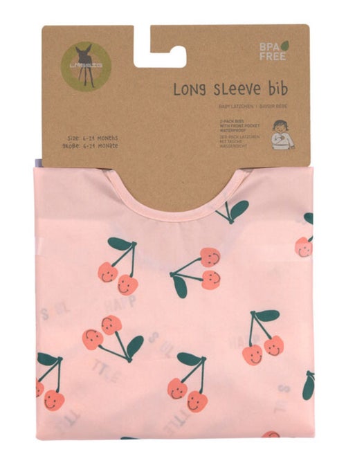 Lot de 2 bavoirs Manches longues 6-24 mois Happy Fruits Cerise - Kiabi