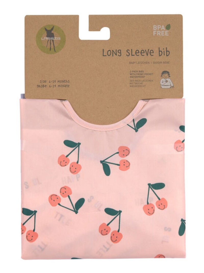 Lot de 2 bavoirs Manches longues 6-24 mois Happy Fruits Cerise Rose - Kiabi