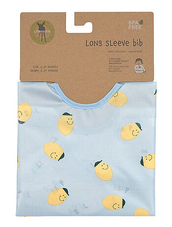 Lot de 2 bavoirs Manches longues 6-24 mois Happy Fruits Citron