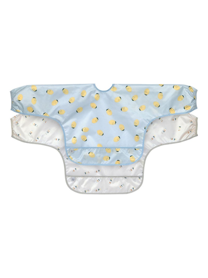 Lot de 2 bavoirs Manches longues 6-24 mois Happy Fruits Citron Bleu - Kiabi