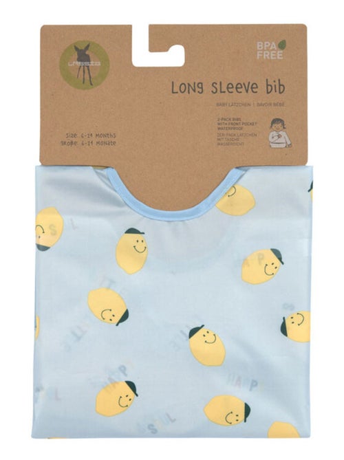 Lot de 2 bavoirs Manches longues 6-24 mois Happy Fruits Citron - Kiabi