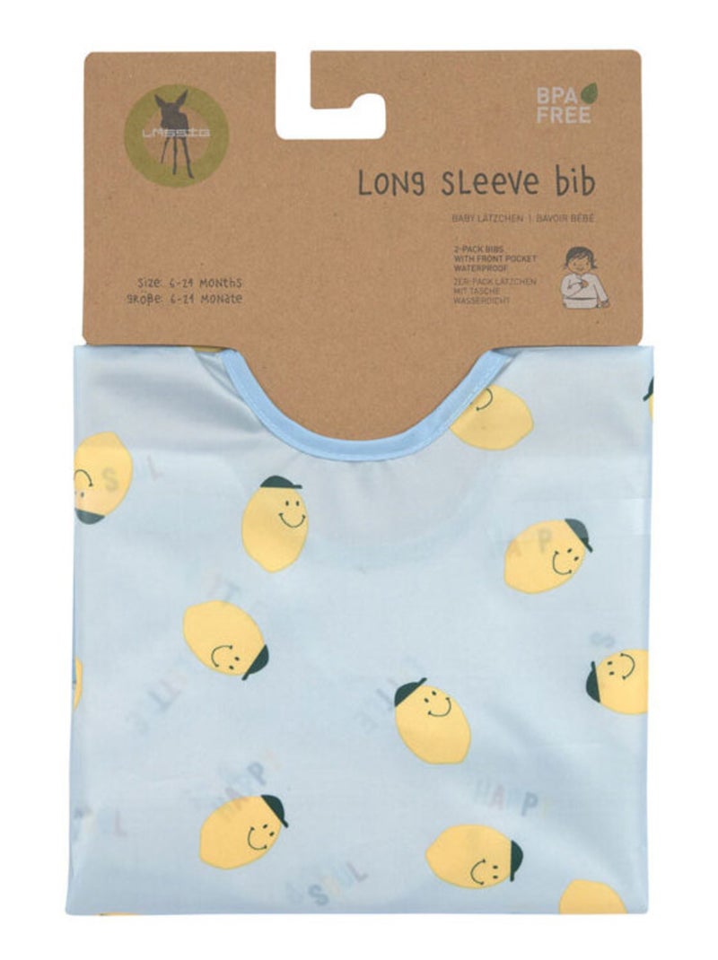 Lot de 2 bavoirs Manches longues 6-24 mois Happy Fruits Citron Bleu - Kiabi
