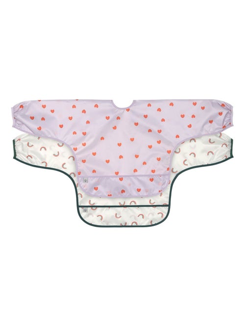 Lot de 2 bavoirs Manches longues 6-24 mois Happy Rascals Coeur - Kiabi