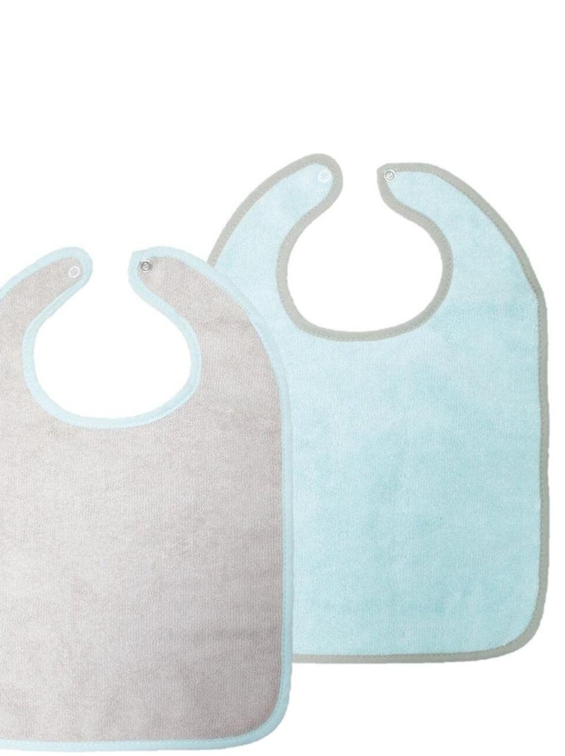 Lot de 2 bavoirs microfibre 6 mois - Gris, Aqua Gris - Kiabi