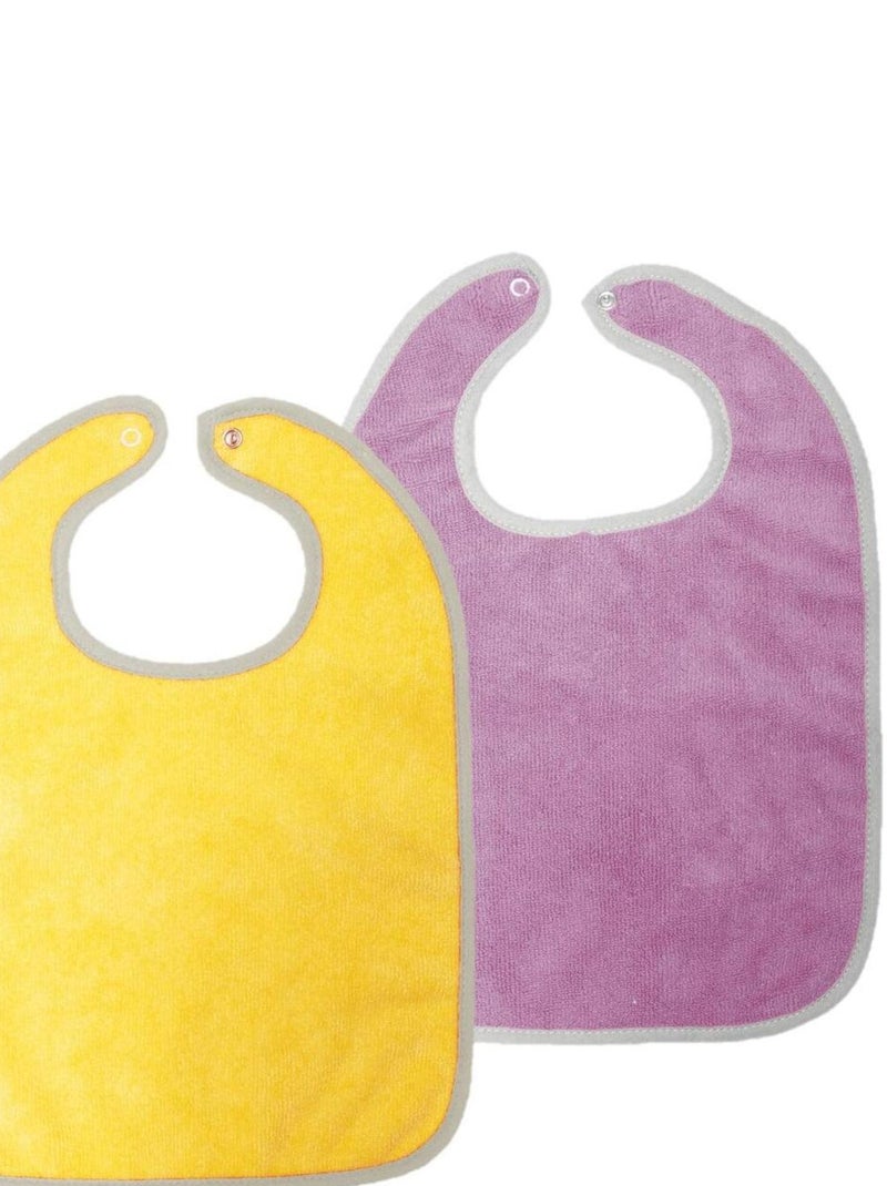 Lot de 2 bavoirs microfibre 6 mois - Jaune, Prune Multicolore - Kiabi