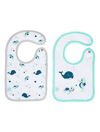 Lot de 2 bavoirs naissance Marin Bio