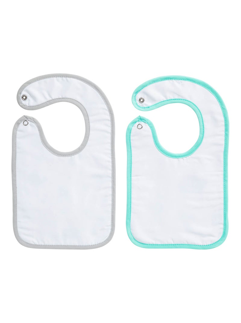 Lot de 2 bavoirs naissance Marin Bio Bleu - Kiabi