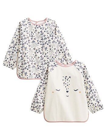 Lot de 2 bavoirs tablier manches longues Céleste