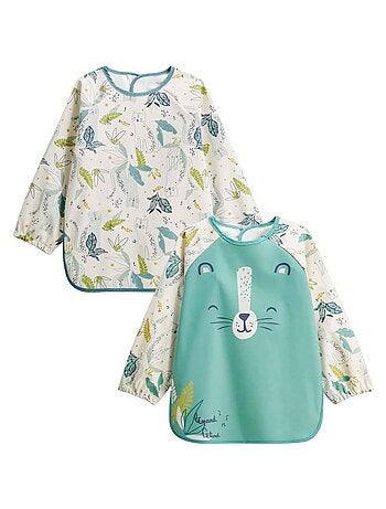 Lot de 2 bavoirs tablier manches longues Oscar