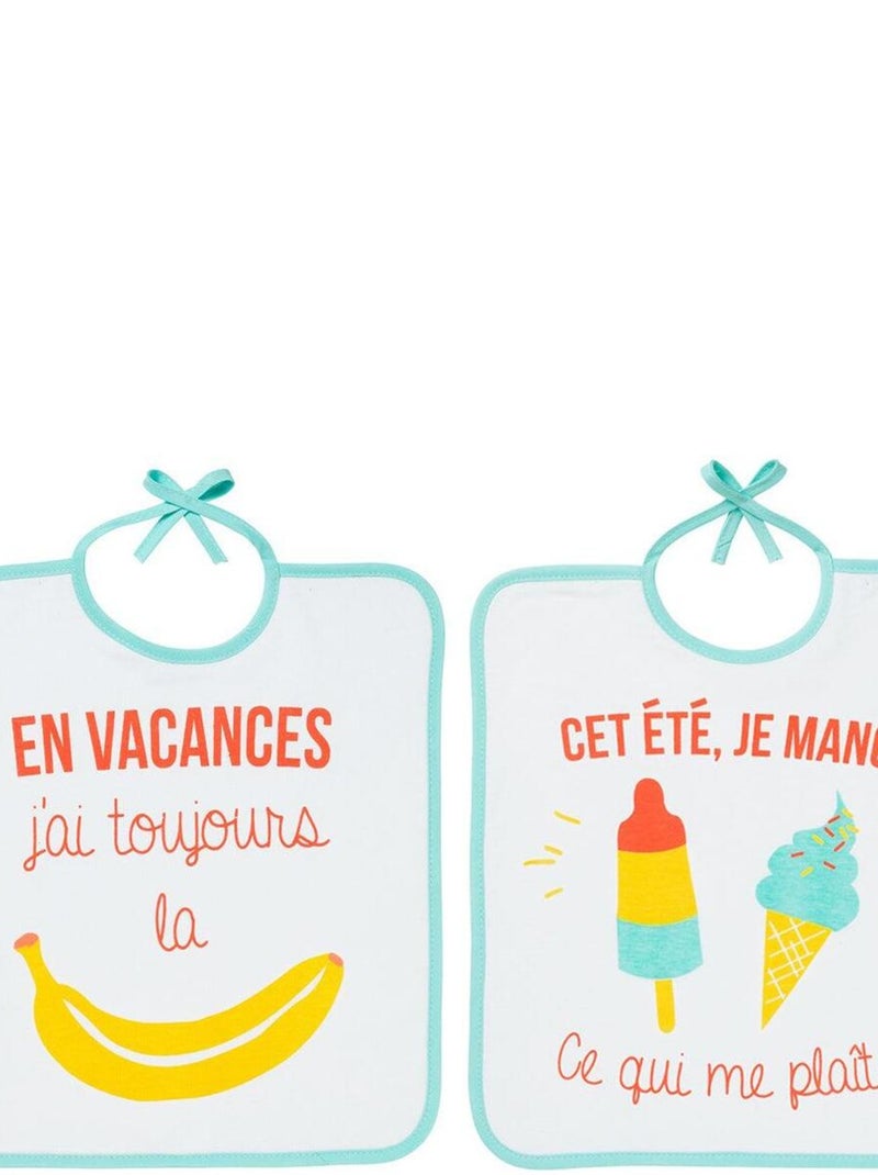 Lot de 2 bavoirs vacances - 6 mois Bleu - Kiabi