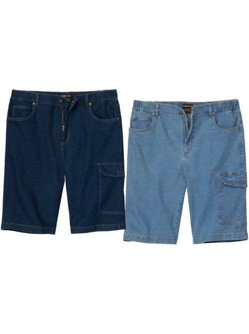 Lot de 2 Bermudas Cargo Denim Stretch   - ATLAS FOR MEN - Kiabi