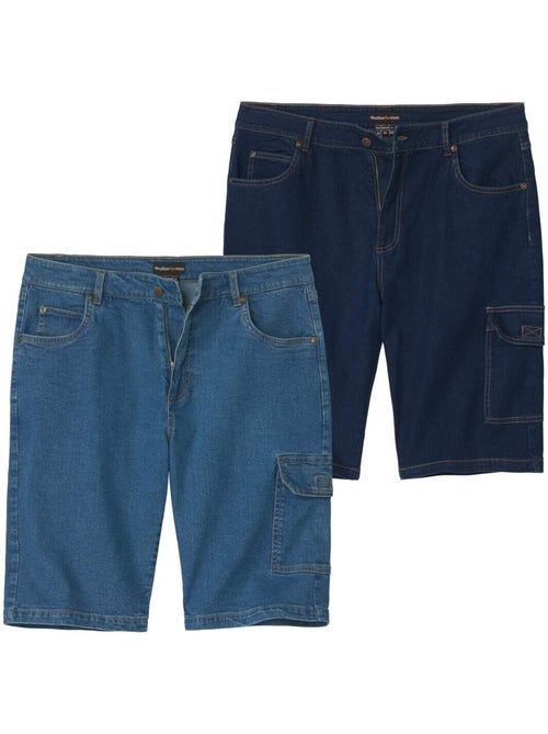 Lot de 2 Bermudas Cargo en Jean Léger  - ATLAS FOR MEN - Kiabi