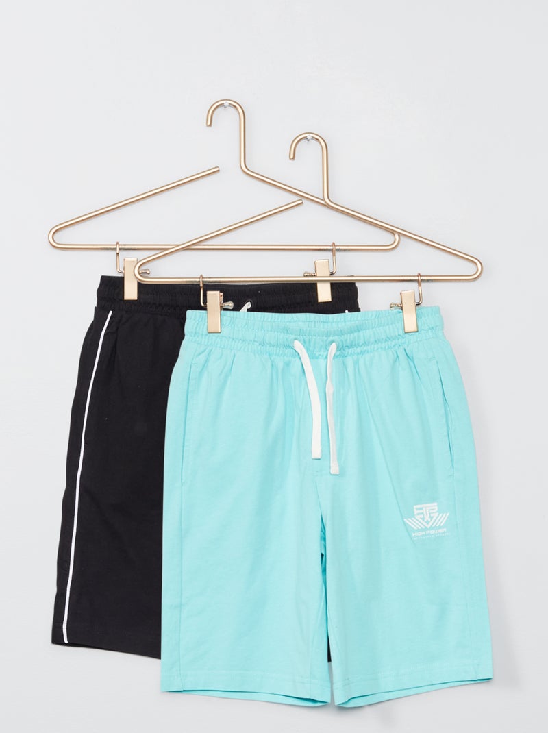 Lot de 2 bermudas en jersey Noir/bleu - Kiabi