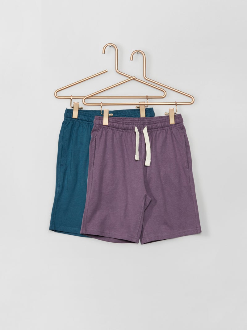 Lot de 2 bermudas en jersey violet/bleu - Kiabi
