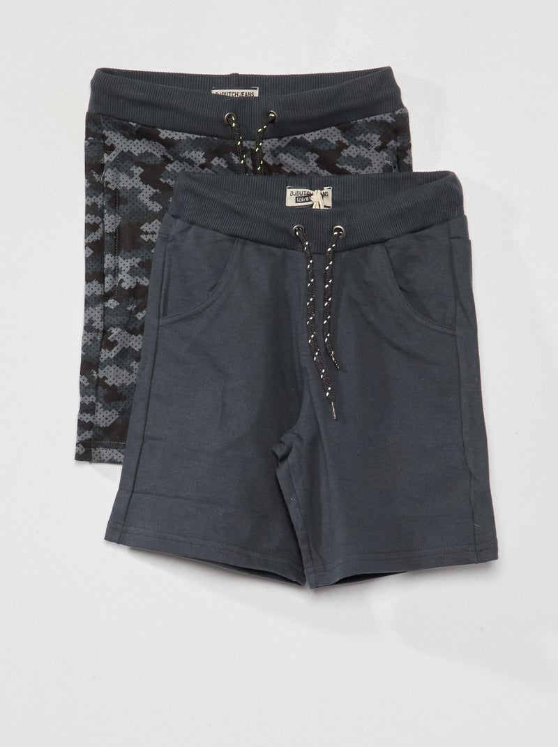 Lot de 2 bermudas en molleton Gris foncé - Kiabi