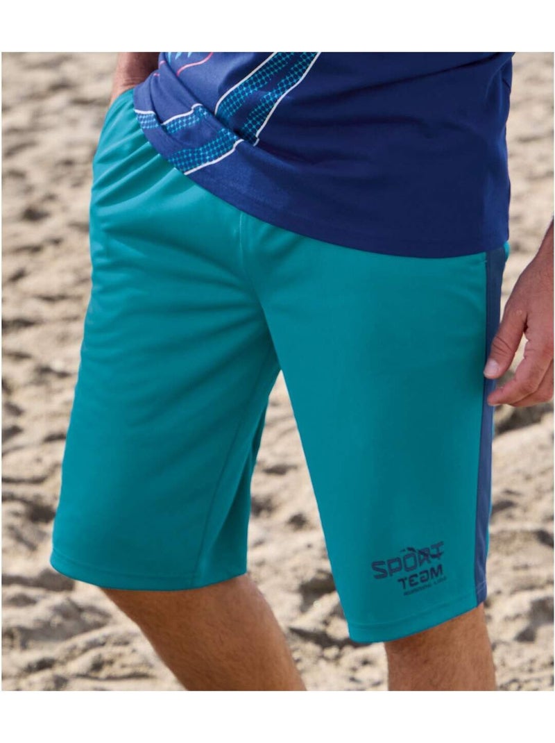 Lot de 2 Bermudas Running   - ATLAS FOR MEN Bleu Vert - Kiabi