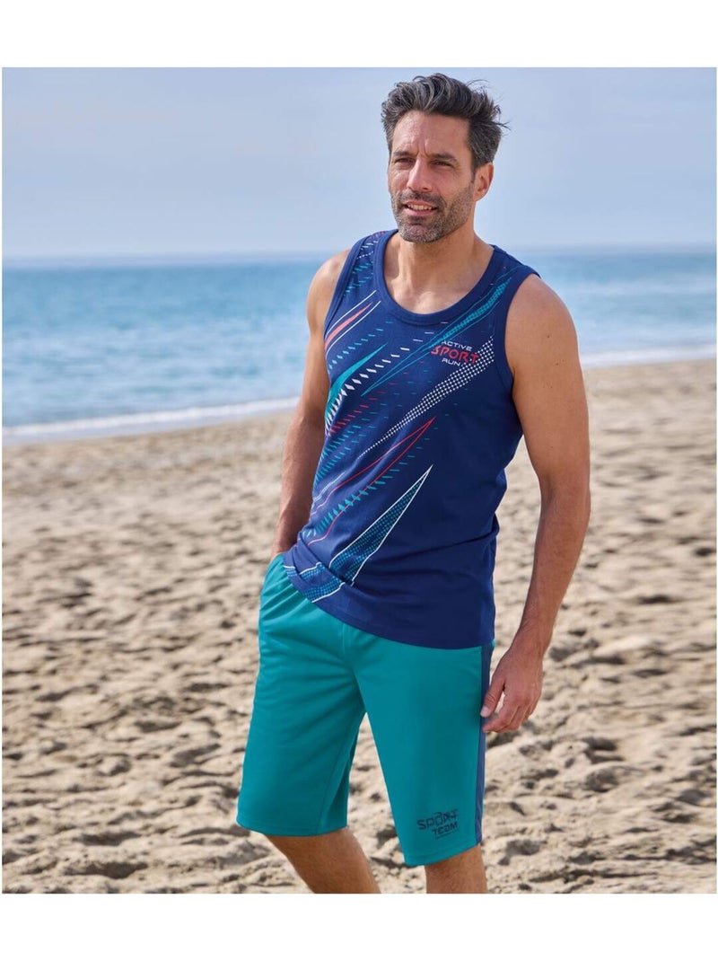 Lot de 2 Bermudas Running   - ATLAS FOR MEN Bleu Vert - Kiabi