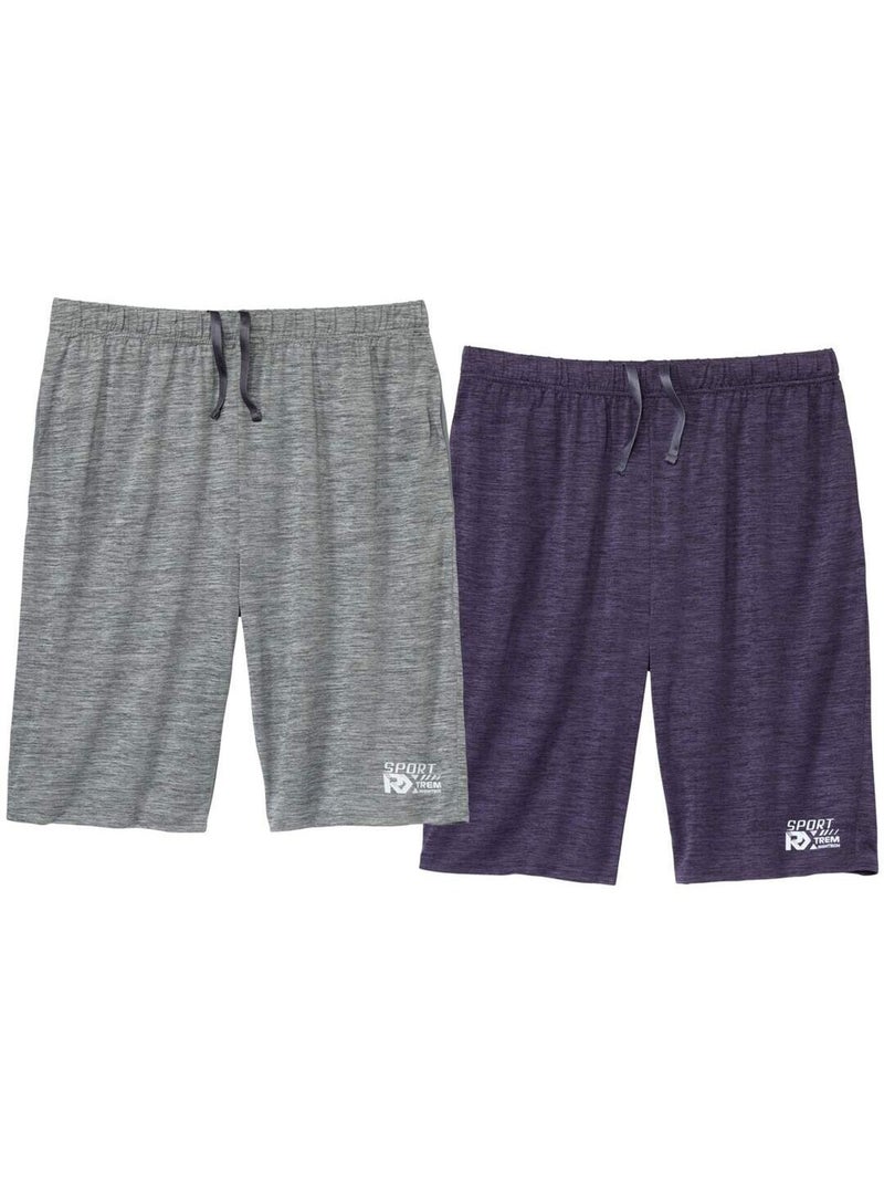 Lot de 2 Bermudas Sport   - ATLAS FOR MEN Gris Violet - Kiabi