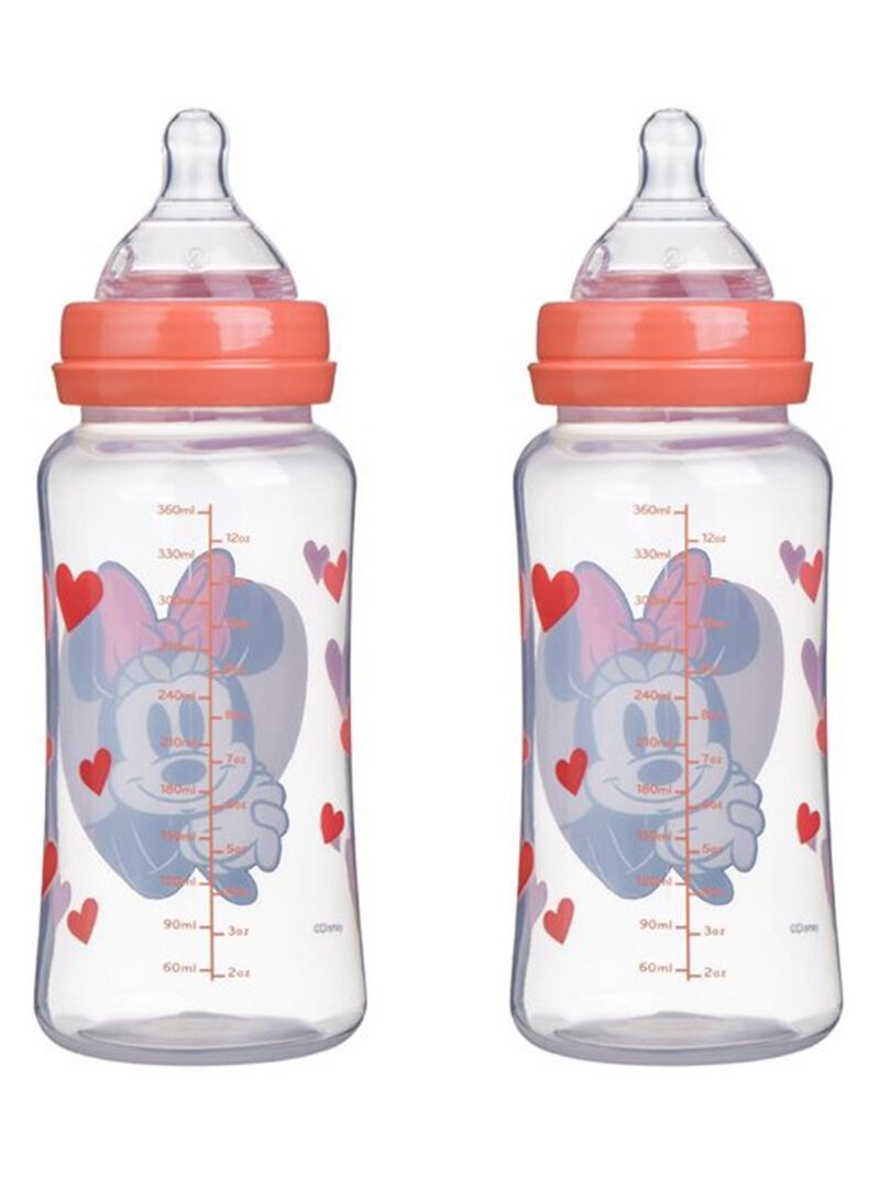 LOT DE 2 BIBERON 360 ML TETINE SILICONE DEBIT 3 POSITIONS MINNIE COLLECTOR Blanc Rose Noir - Kiabi