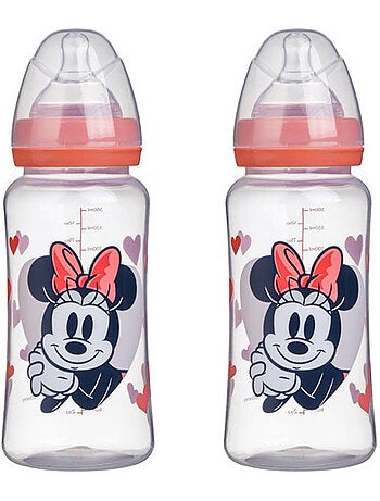 Lot de 2 biberon 360 ml tetine silicone debit 3 positions minnie collector