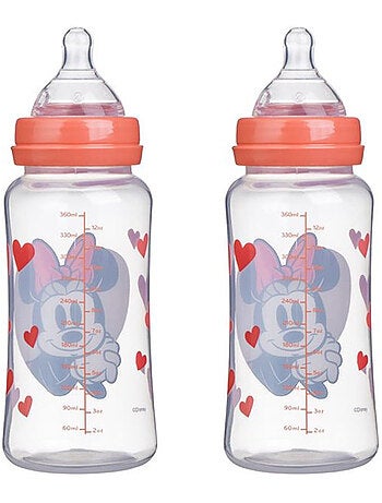 Lot de 2 biberon 360 ml tetine silicone debit 3 positions minnie collector
