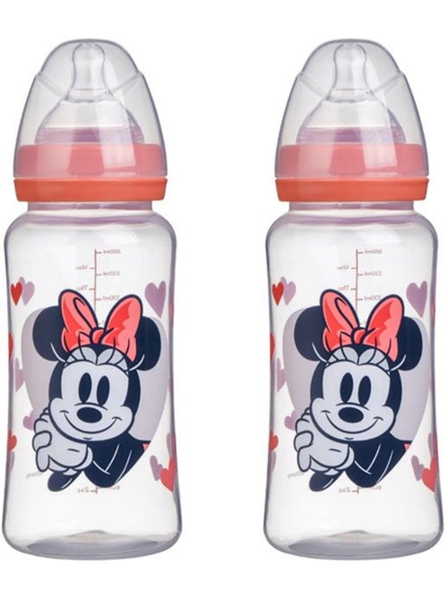 Lot de 2 biberon 360 ml tetine silicone debit 3 positions minnie collector - Kiabi