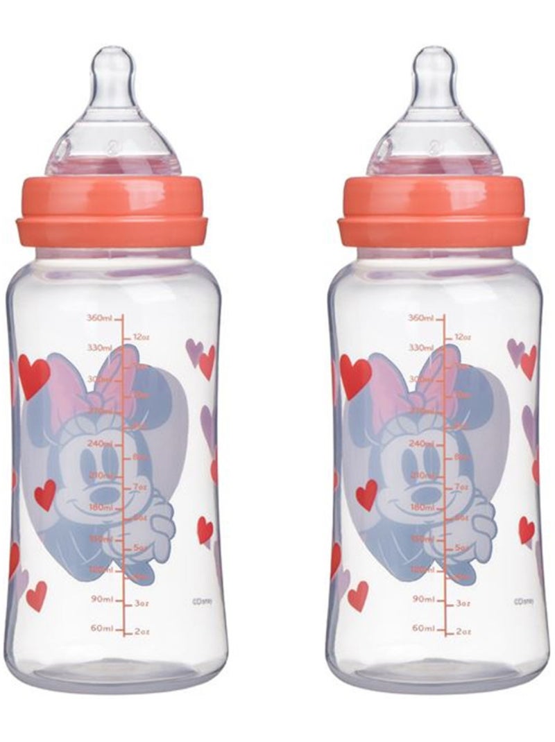Lot de 2 biberon 360 ml tetine silicone debit 3 positions minnie collector Rose - Kiabi