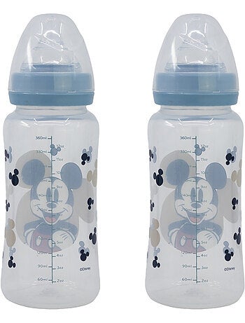 Lot de 2 biberons 360 ml tetine silicone debit 3 positions mickey collector