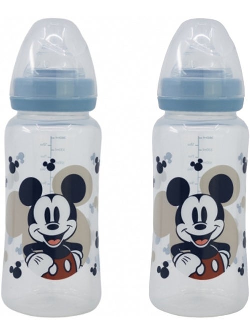 Lot de 2 biberons 360 ml tetine silicone debit 3 positions mickey collector - Kiabi