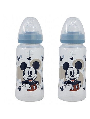 LOT DE 2 BIBERONS 360 ML TETINE SILICONE DEBIT 3 POSITIONS MICKEY COLLECTOR