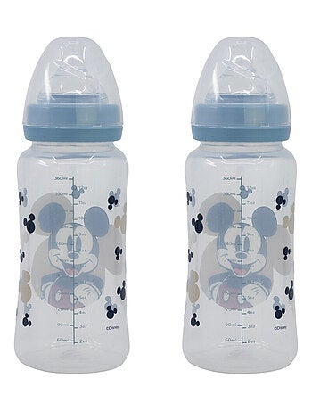 LOT DE 2 BIBERONS 360 ML TETINE SILICONE DEBIT 3 POSITIONS MICKEY COLLECTOR