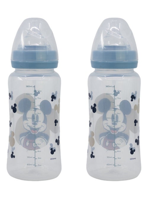 LOT DE 2 BIBERONS 360 ML TETINE SILICONE DEBIT 3 POSITIONS MICKEY COLLECTOR - Kiabi