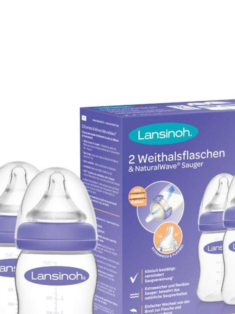 Lot de 2 biberons avec tétine Natural Wave® spécial allaitement (160 ml) Violet - Kiabi