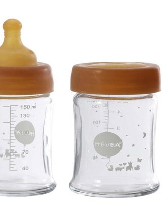 Lot de 2 biberons en verre et caoutchouc naturel - 150 ml