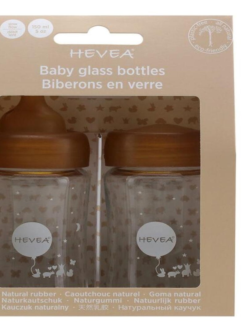 Lot de 2 biberons en verre et caoutchouc naturel - 150 ml Multicolore - Kiabi