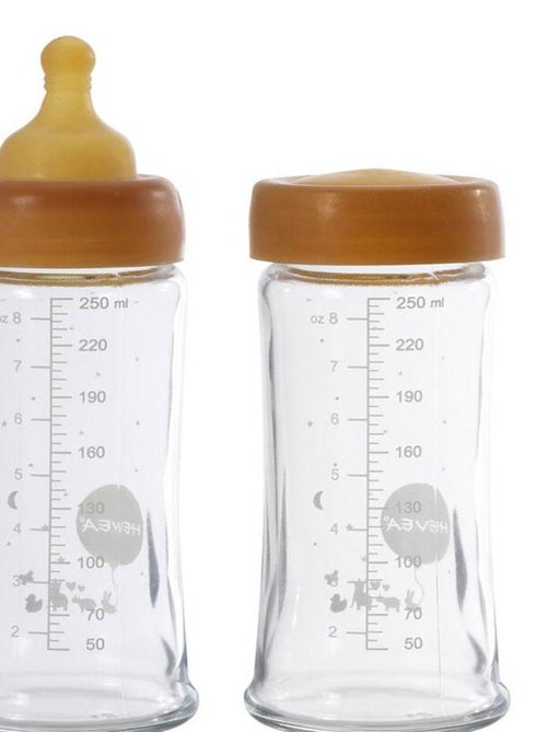 Lot de 2 biberons en verre et caoutchouc naturel - 250 ml - Kiabi Lot de 2 biberons en verre et caoutchouc naturel - 250 ml - Kiabi