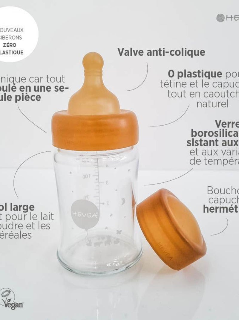Lot de 2 biberons en verre et caoutchouc naturel - 250 ml Multicolore - Kiabi