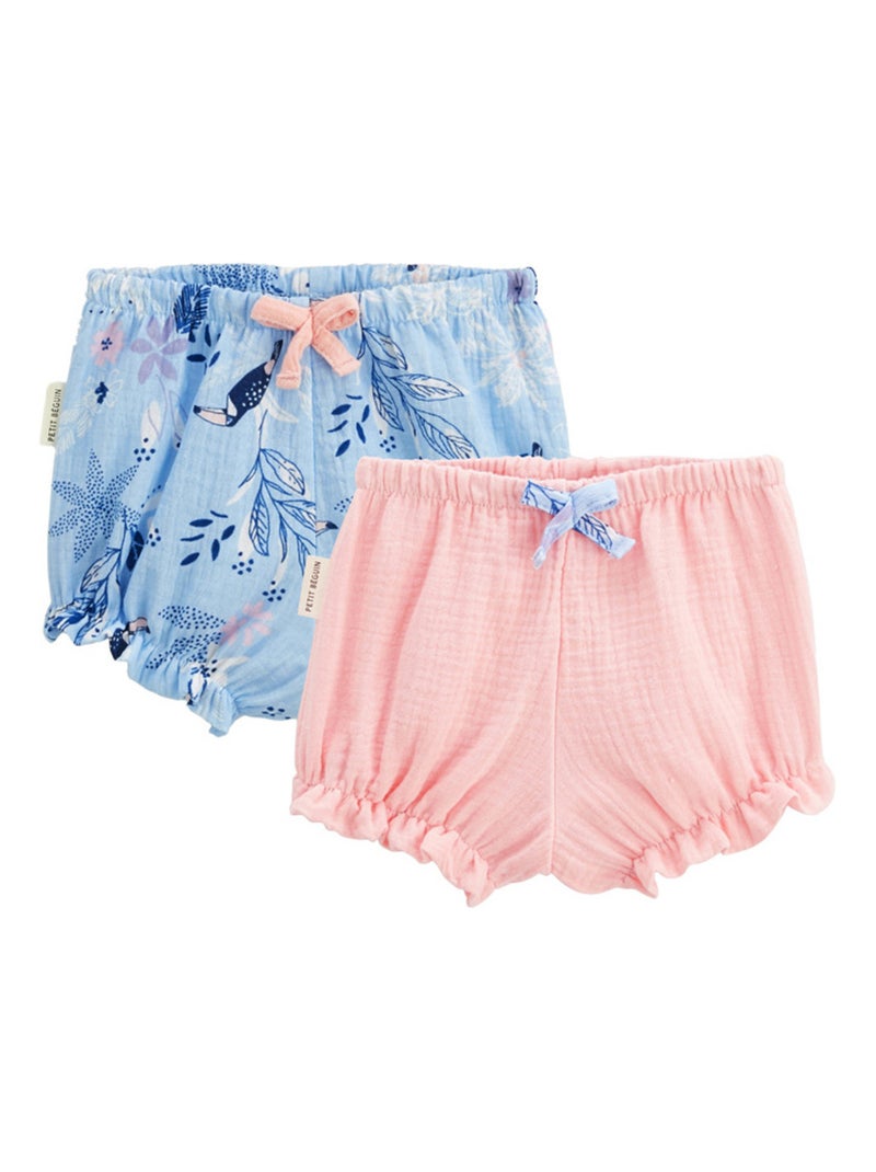 Lot de 2 bloomers bébé en gaze de coton Bella Chica Bleu - Kiabi