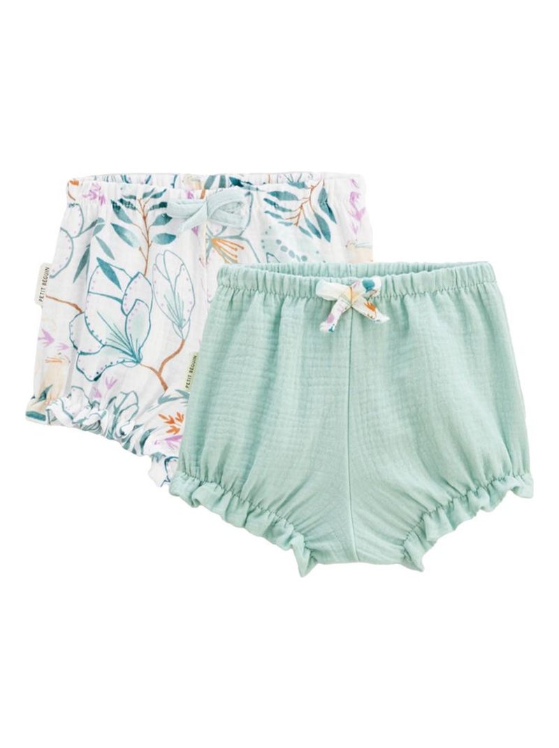 Lot de 2 bloomers bébé en gaze de coton Patroika Vert - Kiabi