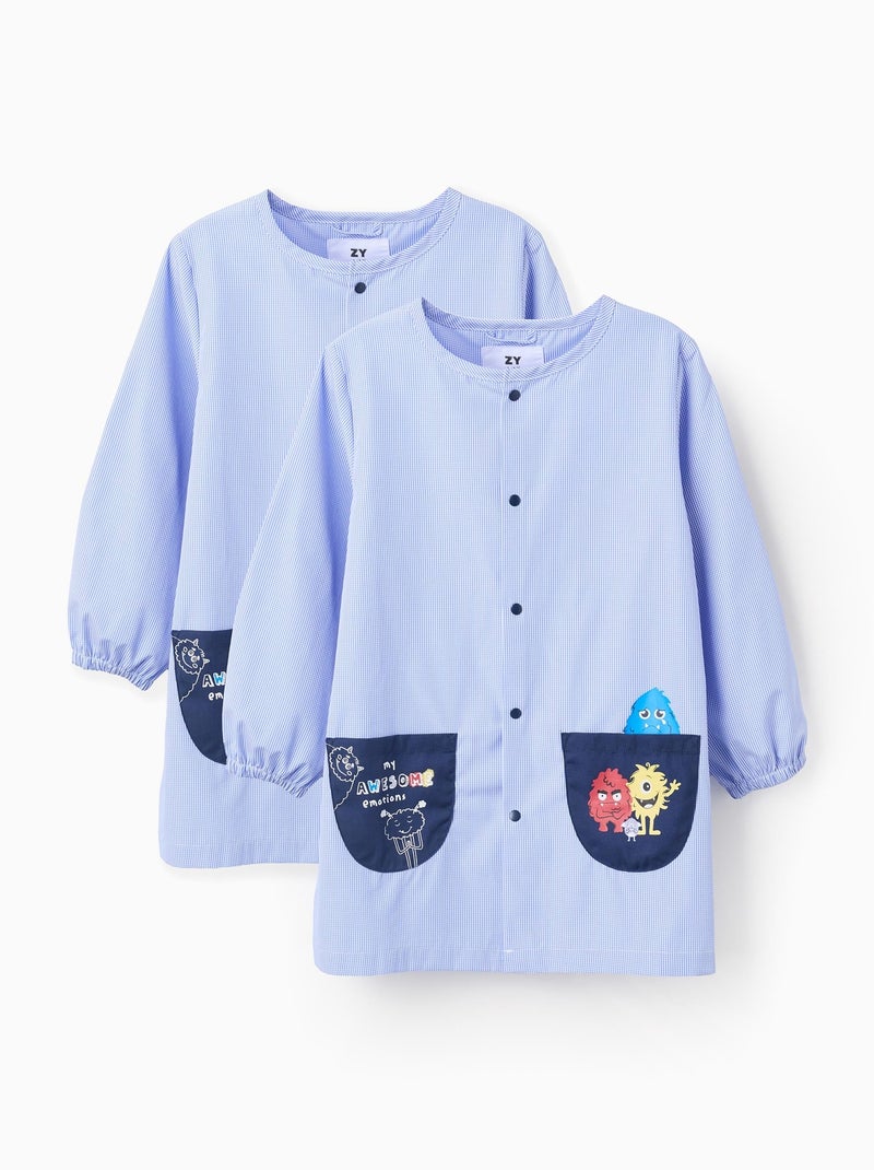 Lot de 2 Blouses DÉcole Emotions de Vichy Bleu clair - Kiabi