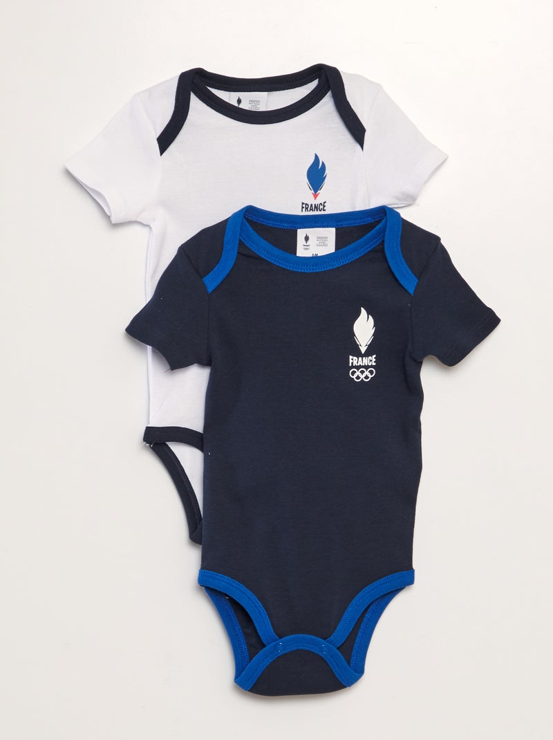 Lot de 2 bodies - Equipe de France Olympique Blanc/bleu - Kiabi