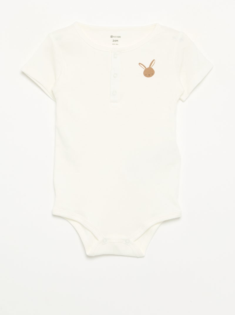 Lot de 2 bodies à col rond pressionnés Beige - Kiabi