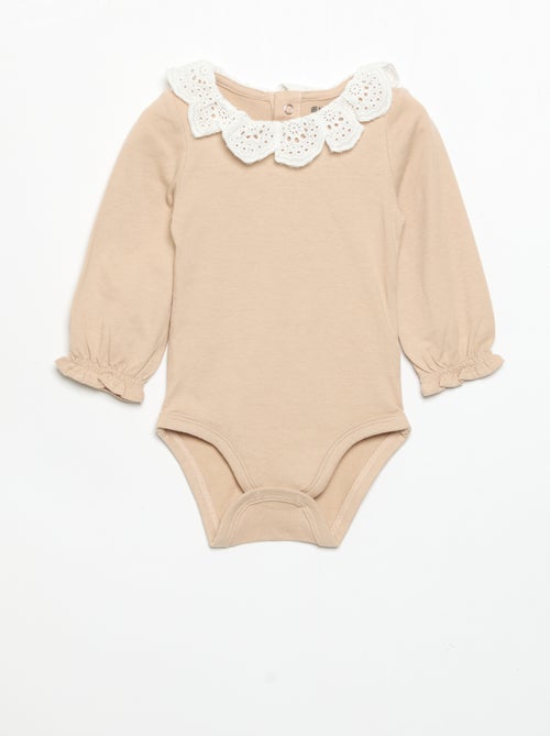 Lot de 2 bodies avec col en broderie anglaise - Kiabi Lot de 2 bodies avec col en broderie anglaise - Kiabi
