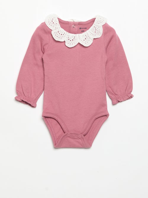 Lot de 2 bodies avec col en broderie anglaise - Kiabi Lot de 2 bodies avec col en broderie anglaise - Kiabi