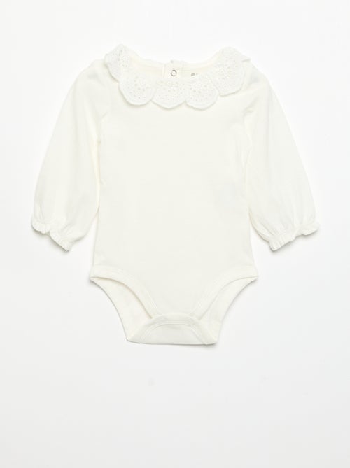 Lot de 2 bodies avec col en broderie anglaise - Kiabi Lot de 2 bodies avec col en broderie anglaise - Kiabi