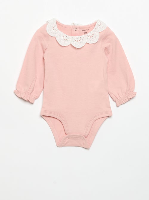 Lot de 2 bodies avec col en broderie anglaise - Kiabi Lot de 2 bodies avec col en broderie anglaise - Kiabi