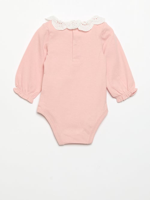 Lot de 2 bodies avec col en broderie anglaise - Kiabi Lot de 2 bodies avec col en broderie anglaise - Kiabi