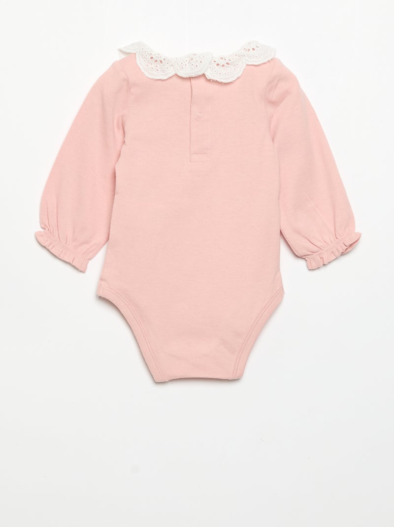 Lot de 2 bodies avec col en broderie anglaise Blanc - Kiabi